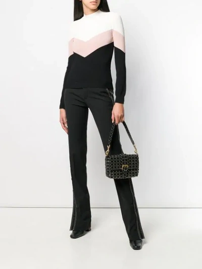 Shop Red Valentino Contrast Stitch Bootleg Trousers In Black