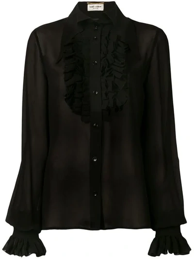 Shop Saint Laurent Frill Detail Shirt In Black