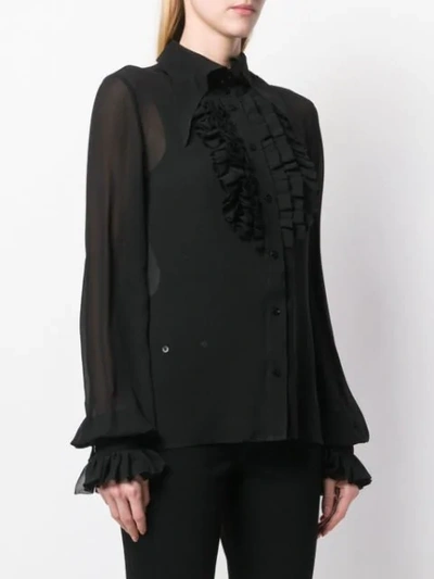 Shop Saint Laurent Frill Detail Shirt In Black