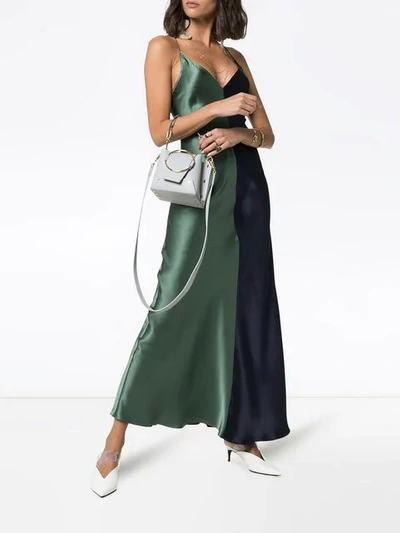 Shop Lee Mathews Sierra Two-tone Silk Slip Dress In Green