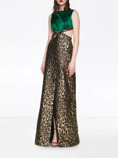 Shop Miu Miu Leopard Print Maxi Dress In Green