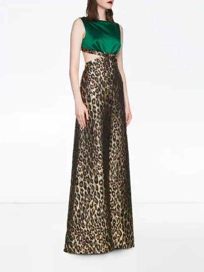 Shop Miu Miu Leopard Print Maxi Dress In Green