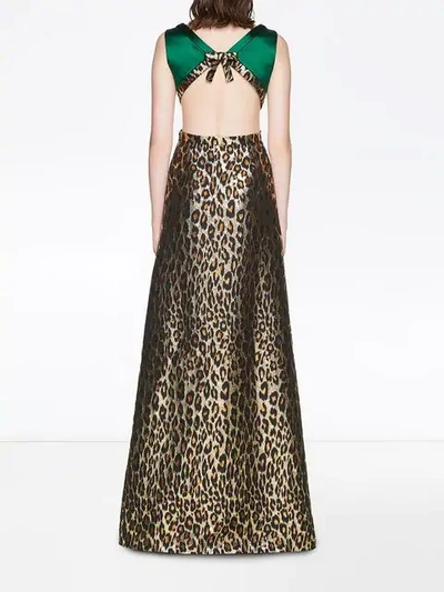 Shop Miu Miu Leopard Print Maxi Dress In Green