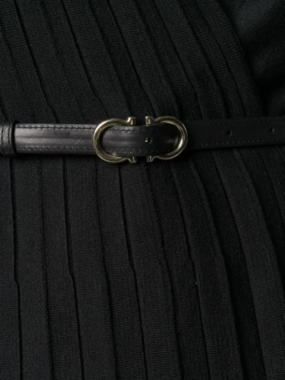 Shop Ferragamo Pleated Panel Belted Cardigan In Black