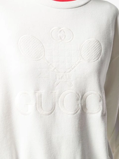 Shop Gucci Oversize Sweatshirt With  Tennis In White