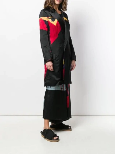 Shop Yohji Yamamoto Long Blazer With Patchwork - Black