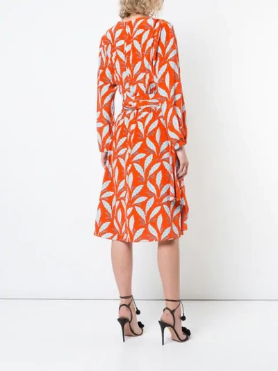 Shop Diane Von Furstenberg Leaf Print Dress In Red