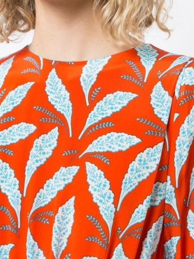 Shop Diane Von Furstenberg Leaf Print Dress In Red