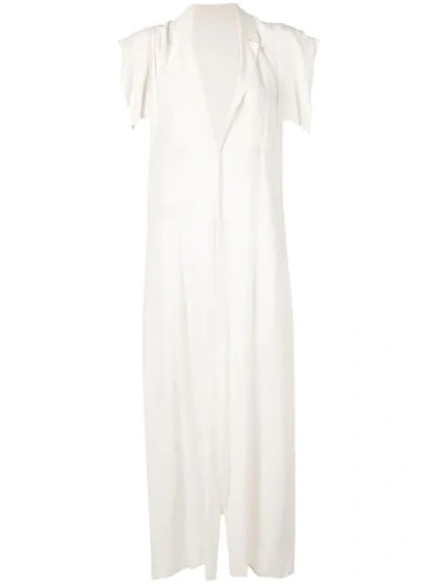 Shop Yohji Yamamoto Shortsleeved Sheer Maxi Jacket In White