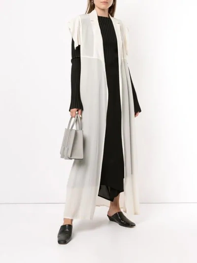 Shop Yohji Yamamoto Shortsleeved Sheer Maxi Jacket In White
