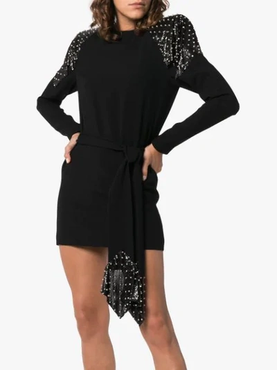 Shop Saint Laurent Studded Chainmail Dress In Black