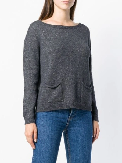 Shop Liu •jo Liu Jo Boat Neck Sweater - Grey