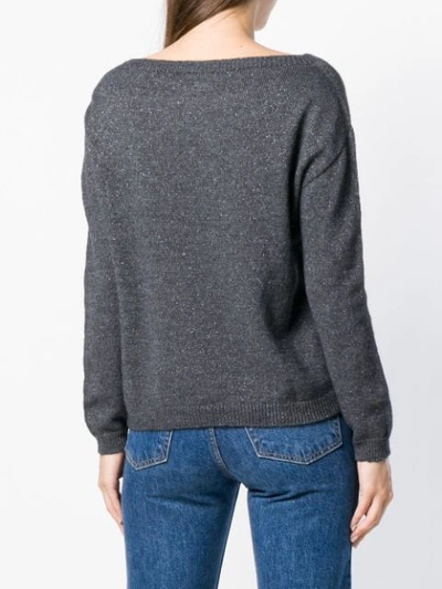 Shop Liu •jo Liu Jo Boat Neck Sweater - Grey