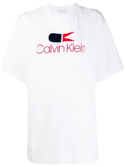Shop Calvin Klein Oversized Logo Print T In White