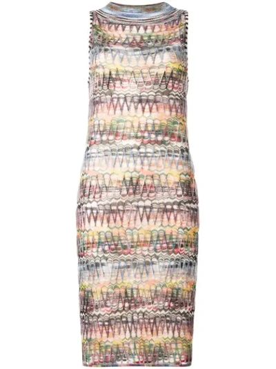 Shop Missoni Sleeveless Knitted Midi Dress In Neutrals