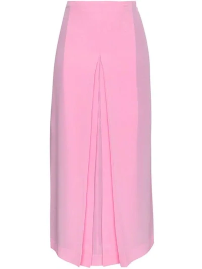 Shop Marco De Vincenzo High Waist Pleated Silk Midi Skirt In Pink