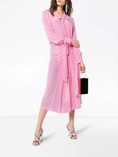 Shop Marco De Vincenzo High Waist Pleated Silk Midi Skirt In Pink