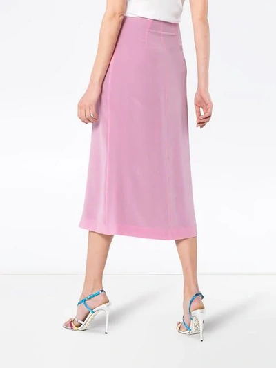 Shop Marco De Vincenzo High Waist Pleated Silk Midi Skirt In Pink