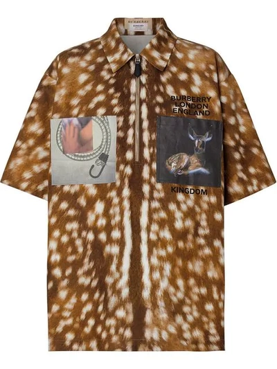 Shop Burberry Deer-print Patch Shirt In 1004 Honey