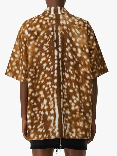 Shop Burberry Deer-print Patch Shirt In 1004 Honey