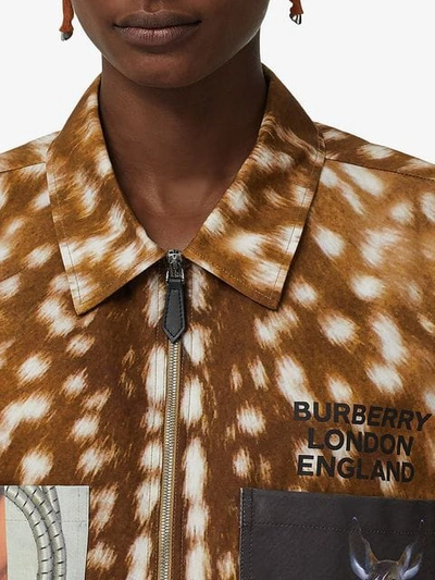 Shop Burberry Deer-print Patch Shirt In 1004 Honey