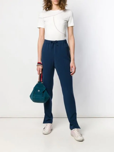 Shop Akris Punto High Waisted Track Trousers In Blue