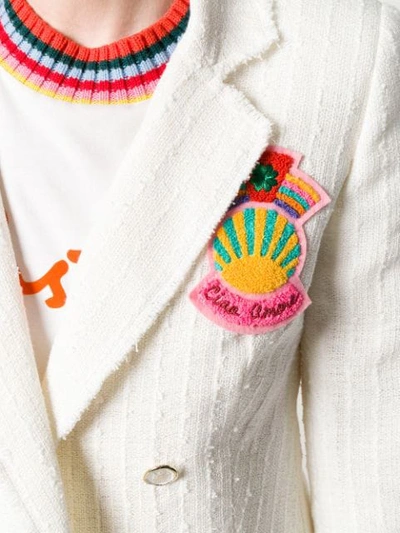 Shop Giada Benincasa Embroidered Fitted Blazer In White