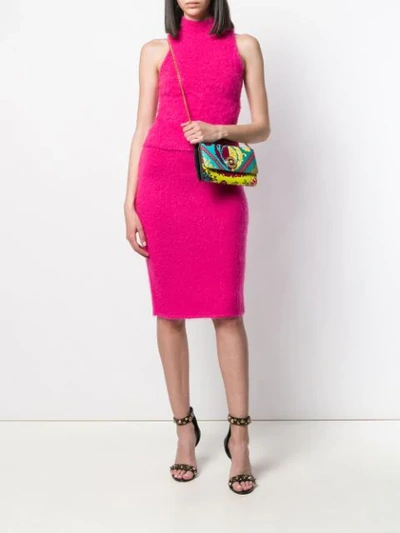 Shop Versace Knitted Pencil Skirt In Pink