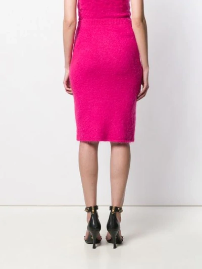 Shop Versace Knitted Pencil Skirt In Pink