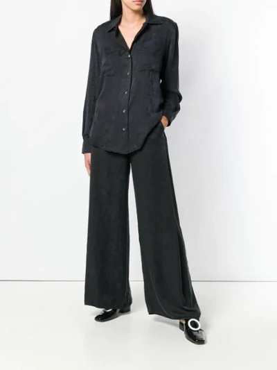 Shop Raquel Allegra Damast Embroidered Trousers In Black