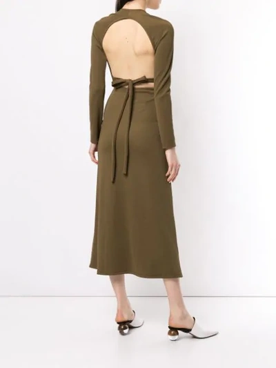 Shop Christopher Esber Tie Back Ribbed Dress In Green