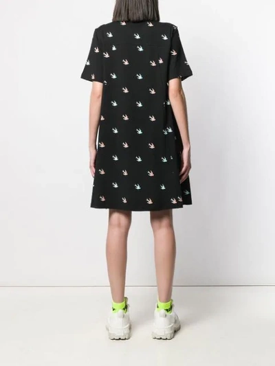 Shop Mcq By Alexander Mcqueen Swallow Print T-shirt Dress In Black