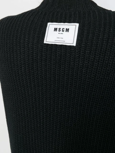 Shop Msgm Ribbed Knit Cardigan In Black