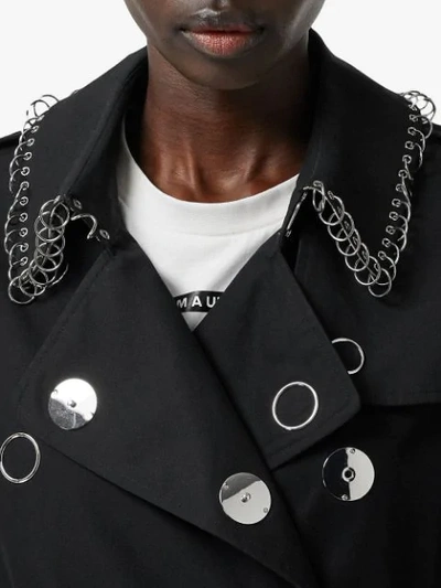 Shop Burberry Ring-pierced Cotton Gabardine Trench Coat In Black