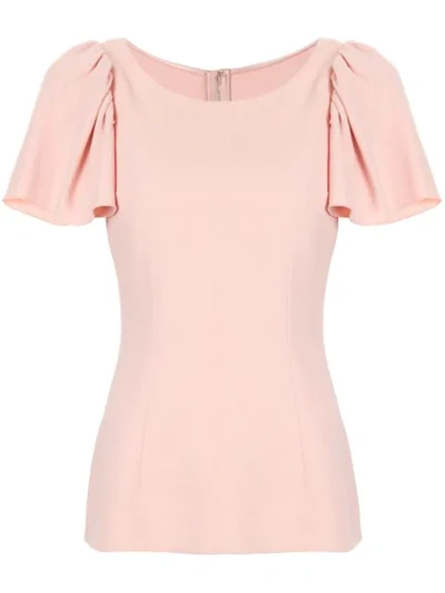 Shop Dolce & Gabbana Ruffled Sleeve Top In Pink