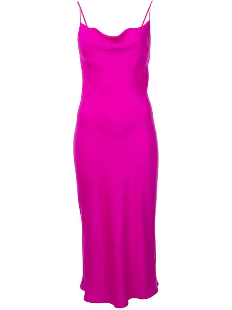 cowl neck silk midi dress