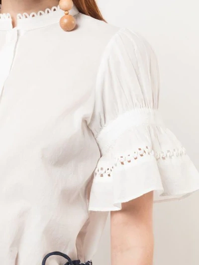 Shop Apiece Apart Flared Sleeve Blouse In White