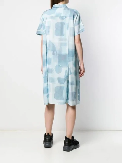 Shop Acne Studios Printed Shirt Dress In Blue