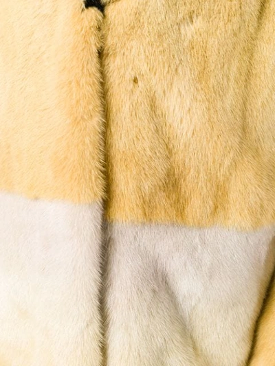 Shop Numerootto Fur Long Coat In Yellow