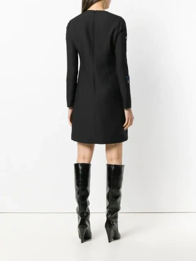 Shop Valentino Wool Crepe Short Dress In Black