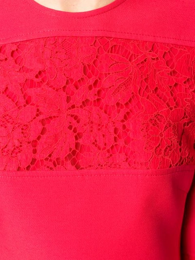 VALENTINO 蕾丝直筒连衣裙 - 红色