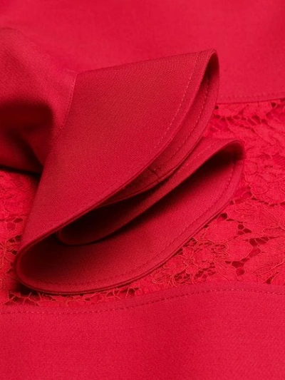 Shop Valentino Lace Stripe Shift Dress In Red