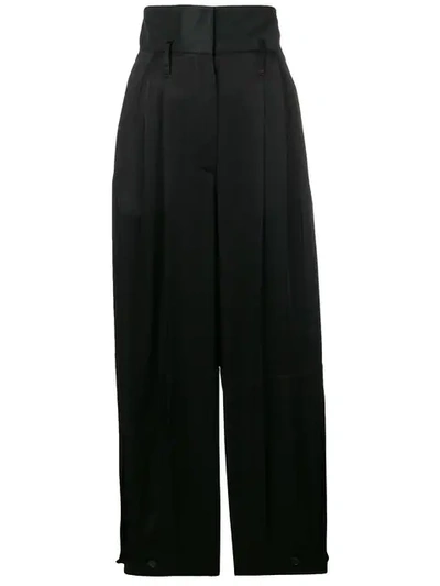 Shop Givenchy High-waisted Satin Trousers In Black