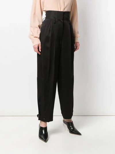 Shop Givenchy High-waisted Satin Trousers In Black