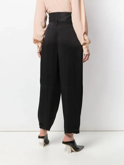 Shop Givenchy High-waisted Satin Trousers In Black