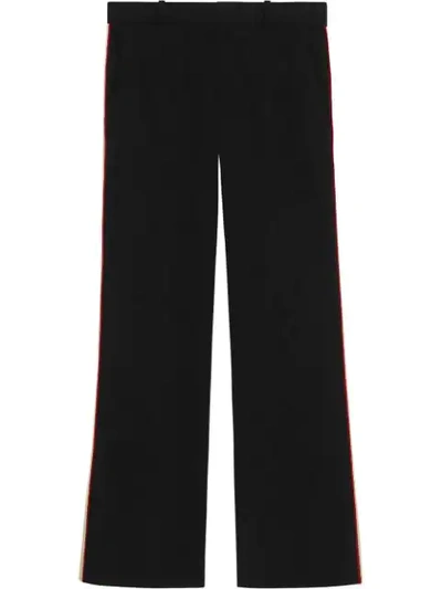Shop Gucci Viscose Bootcut Trousers In Black