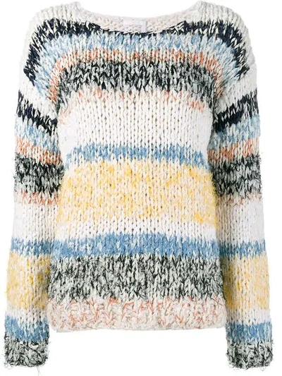 Shop Chloé Stripe Knitted Jumper In Multicolour