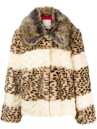 Shop Pinko Leopard Fur Jacket - Neutrals