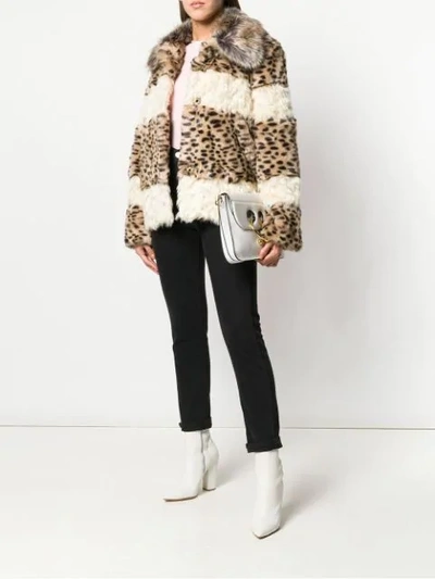 Shop Pinko Leopard Fur Jacket - Neutrals