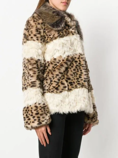 Shop Pinko Leopard Fur Jacket - Neutrals